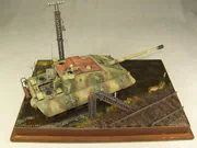 Modeler's vision - a diorama with a plastic model of the E-100 German armored vehicle, which never went into production - photo No. 1 - front view