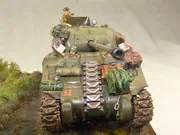 WWII military diorama titled Wittmann's Last Tiger, featuring a German tank wreck and an American Sherman Firefly with a Polish crew - photo No. 12 - close-up
