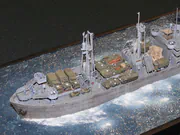 Plastic model of a World War II Liberty ship - photo No. 2 - front view