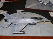 Plastic model of a Polish Air Force F-16D fighter built to a 1:48 scale - photo No. 1 - side view