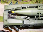 Plastic model of the Scud B self-propelled missile launcher carrying a missile - photo No. 12 - close-up