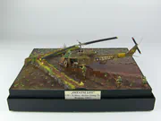 1:72 scale diorama featuring an American UH-1B Huey helicopter model built from an Italeri kit - photo No. 1 - front view