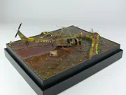 1:72 scale diorama featuring an American UH-1B Huey helicopter model built from an Italeri kit - photo No. 4 - side view