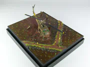 1:72 scale diorama featuring an American UH-1B Huey helicopter model built from an Italeri kit - photo No. 6 - side view