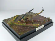 1:72 scale diorama featuring an American UH-1B Huey helicopter model built from an Italeri kit - photo No. 8 - side view