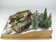 1:35 scale Ardennes Offensive 1944 diorama featuring plastic models of the German Grille Ausf. H and Sd.Kfz. 251 Ausf. D vehicles - photo No. 5 - rear view