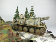 1:35 scale Ardennes Offensive 1944 diorama featuring plastic models of the German Grille Ausf. H and Sd.Kfz. 251 Ausf. D vehicles - photo No. 9 - close-up