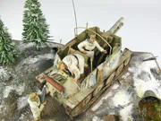 1:35 scale Ardennes Offensive 1944 diorama featuring plastic models of the German Grille Ausf. H and Sd.Kfz. 251 Ausf. D vehicles - photo No. 10 - close-up