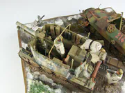 1:35 scale Ardennes Offensive 1944 diorama featuring plastic models of the German Grille Ausf. H and Sd.Kfz. 251 Ausf. D vehicles - photo No. 11 - close-up