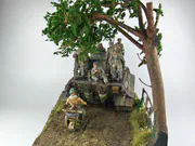 German paratroopers in a 1:16 scale Ardennes diorama move through Belgium in WWII 1944 - photo No. 4 - side view