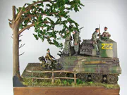 German paratroopers in a 1:16 scale Ardennes diorama move through Belgium in WWII 1944 - photo No. 5 - rear view