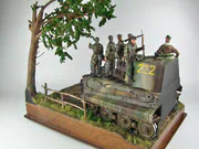 German paratroopers in a 1:16 scale Ardennes diorama move through Belgium in WWII 1944 - photo No. 6 - rear view