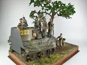 German paratroopers in a 1:16 scale Ardennes diorama move through Belgium in WWII 1944 - photo No. 7 - side view