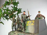 German paratroopers in a 1:16 scale Ardennes diorama move through Belgium in WWII 1944 - photo No. 12 - close-up