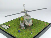 Plastic model of the American Bell UH-1V helicopter built on 1:72 scale based on photos taken at the National Vietnam War Museum in Orlando, Florida, USA - photo No. 2 - front view