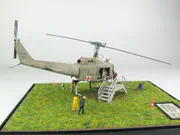 Plastic model of the American Bell UH-1V helicopter built on 1:72 scale based on photos taken at the National Vietnam War Museum in Orlando, Florida, USA - photo No. 7 - side view
