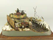 German Panzer IV Ausf. J medium tank plastic model built in a 1:35 scale WWII diorama - photo No. 3 - side view