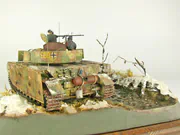 German Panzer IV Ausf. J medium tank plastic model built in a 1:35 scale WWII diorama - photo No. 10 - close-up
