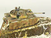 German Panzer IV Ausf. J medium tank plastic model built in a 1:35 scale WWII diorama - photo No. 12 - top view