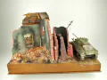 Diorama with plastic models of Sherman Firefly and Jagdpanther showing a scene from World War II invented by the modeller - photo No. 5